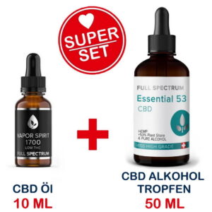 Vollspektrum CBD Öl Low-THC 18,3% 10ml + Hanf-Extrakt 50ml Vorteils-Set