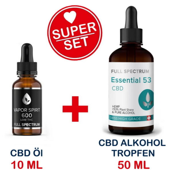Vollspektrum CBD Öl Low-THC 6,6% 10ml + Hanf-Extrakt 50ml Vorteils-Set