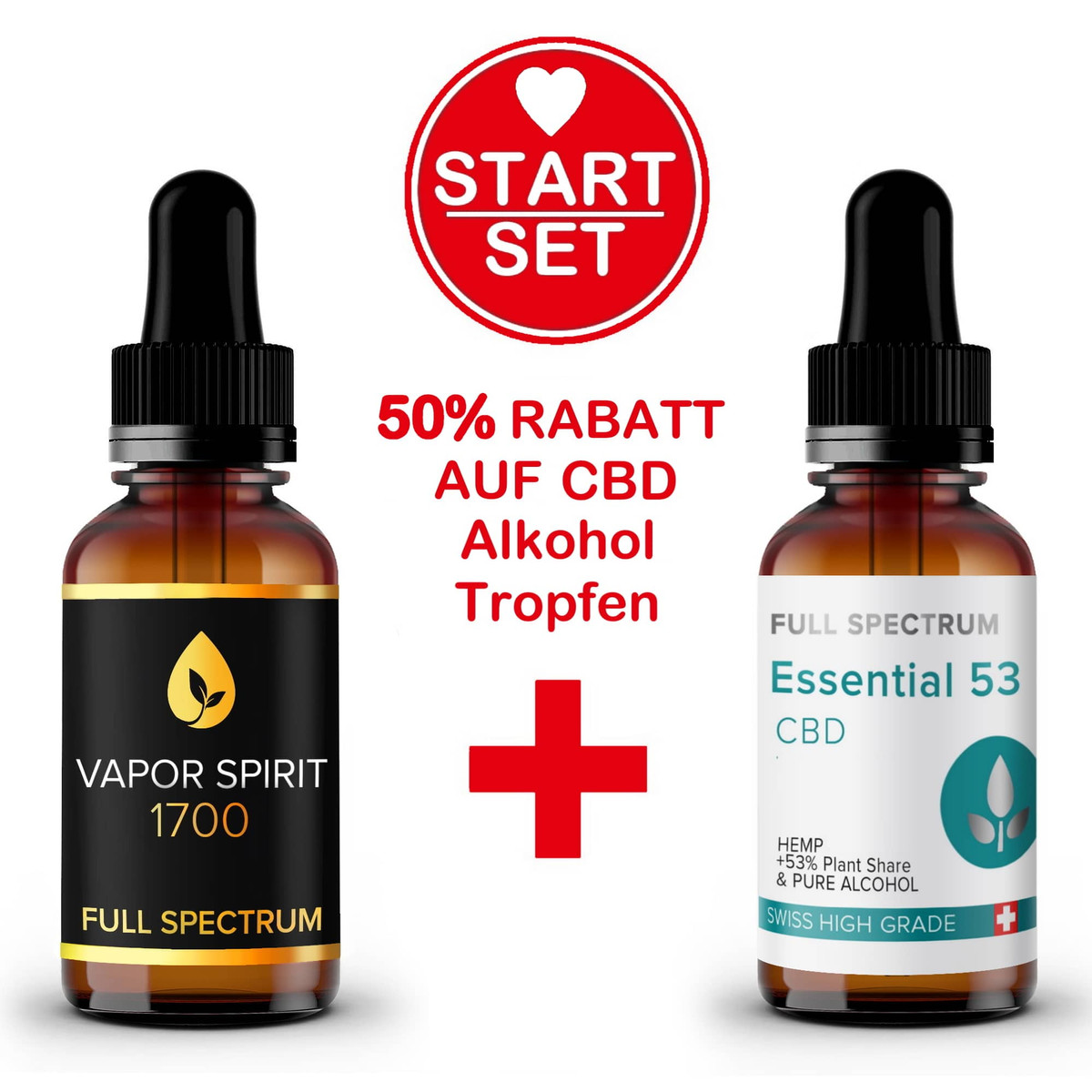 CBD Öl 17% 10ml Vollspektrum und CBD Alkohol Tropfen 10ml Schweiz Start-Set