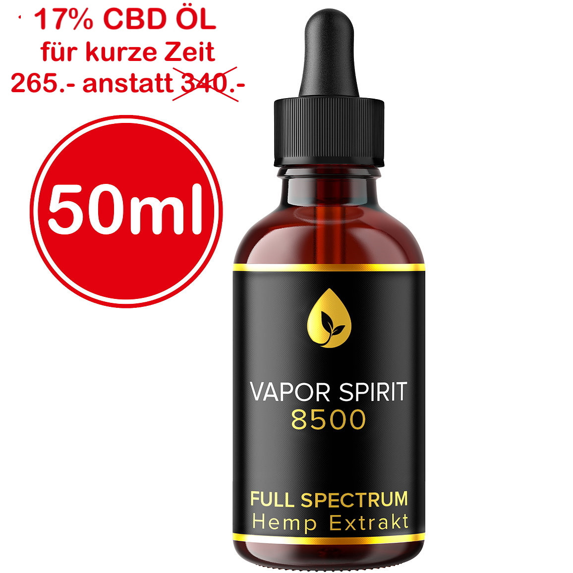 Vollspektrum CBD Öl 17% 50ml aus Schweizer Hanf – Vapor Spirit